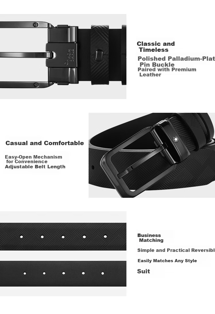 MONTBLANC Style 3.0 Series 35mm Reversible Leather Belt 130587 Gift 5