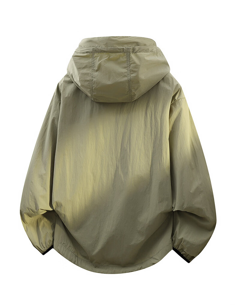 :CHOCOOLATE IT Summer Lightweight Casual Breathable Sun Protection Skin Jacket Unisex Loose Hooded Coat Light Khaki S 16