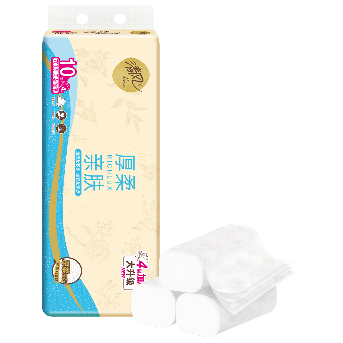 APP Coreless Toilet Paper, Thick And Soft 4-Ply 70g*10 Rolls, S-Size Bathroom Tissue, Single Pack