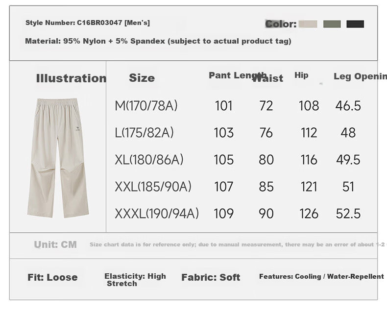 CAMEL Men's Straight Cargo Pants Outdoor Water-Repellent Casual Paratrooper Pants C16BR0L3047 Light Moss Green XL 21