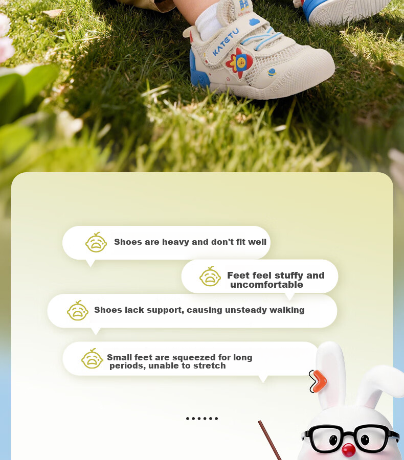 Cater Rabbit Baby Kids Shoes 2026 Spring New Girls White Sneakers Non-slip Breathable Boys First Walk Shoes X6AE002 2