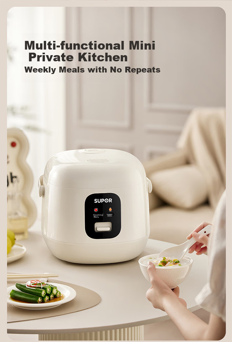SUPOR Rice Cooker 1-2 People 1.6L Large Capacity Titanium Ceramic Non-Stick Inner Pot Mini Smart Multifunctional Micro Pressure Rice Cooker One-Key Keep Warm Quick Cook F16R1091 10
