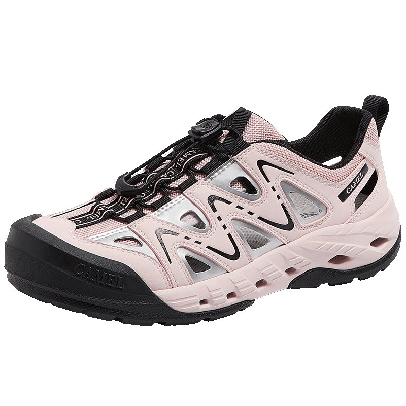CAMEL Cute Ugly Style Women's Water and Land Wearable Creek Shoes Breathable Hollow Casual Shoes L26M076002 Pink/Black 37
