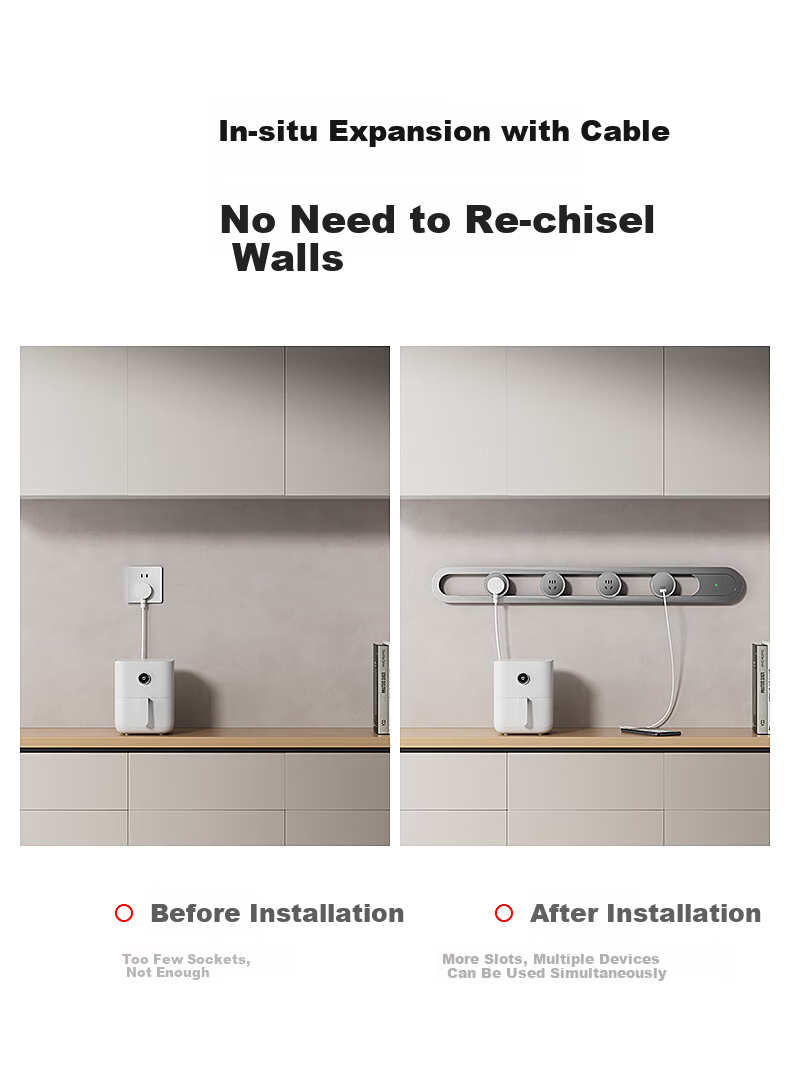 International Electric Smart Track Socket One-Key Intelligent Control Overload Protection Movable Surface-Mounted Rail High-End Kitchen Art Socket No-Drill Magnetic Power Rail Socket 50+3 Egyptian Sil 10
