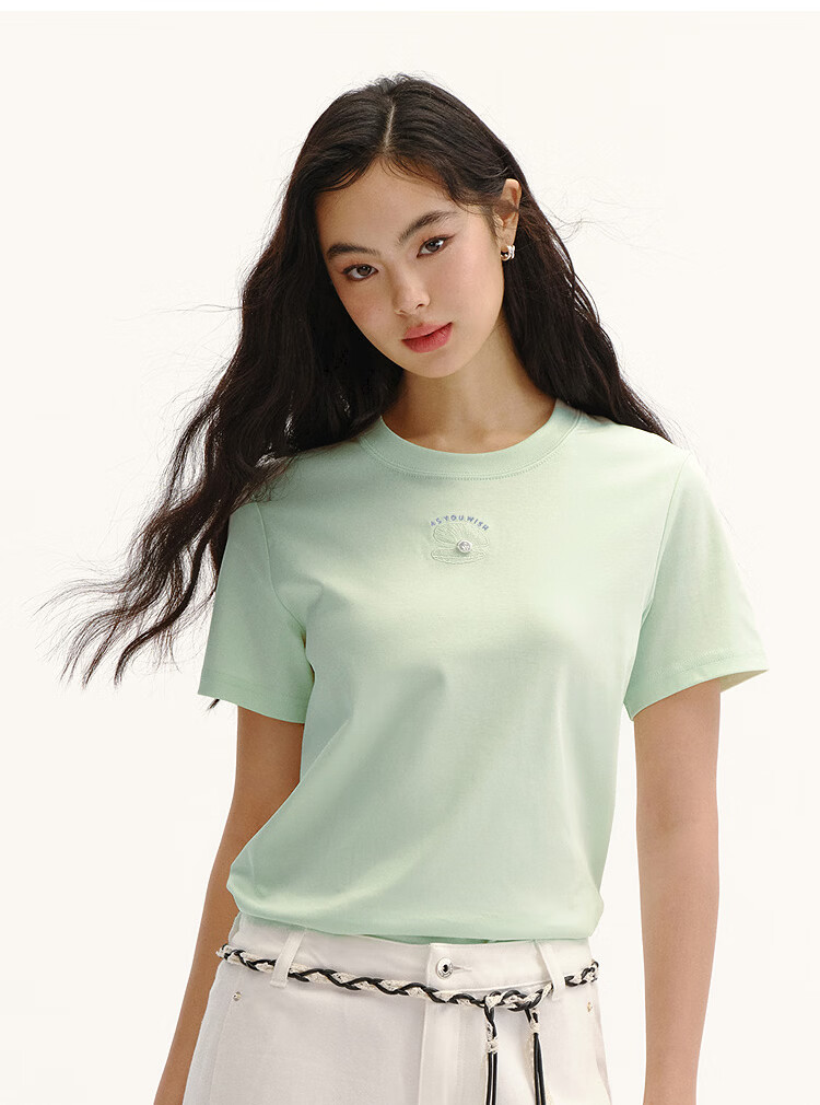 Semir Senrou Women's Summer Short Sleeve T-Shirt Casual Pullover Embroidered Round Neck 2026 Mall Style 101326100006 10