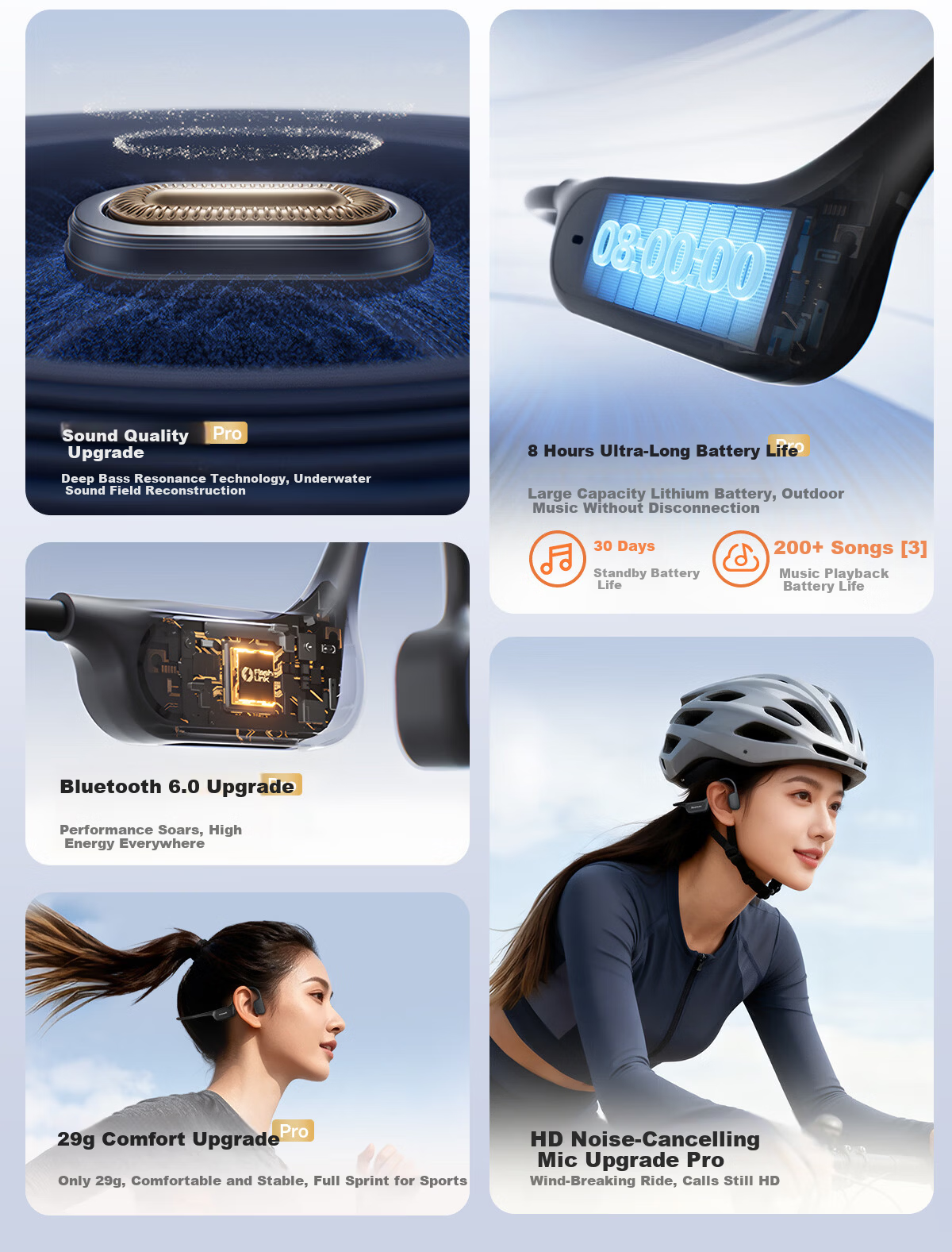 Newmine Bone Conduction Bluetooth Earphones Ear-Hook Wireless Headphones Swimming Running Gaming Non-In-Ear Sports Earphones IPX8 Waterproof with 32GB Memory Compatible with Apple Huawei Phones 6