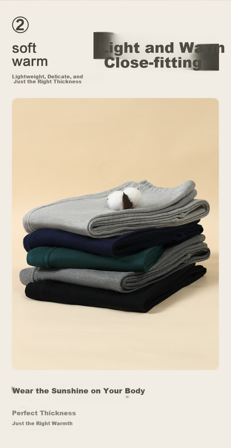 Hodo Pure Cotton Thin Sweat-Absorbing Breathable Men's Thermal Pants Middle-Aged and Elderly Autumn Winter Cotton Pants 5