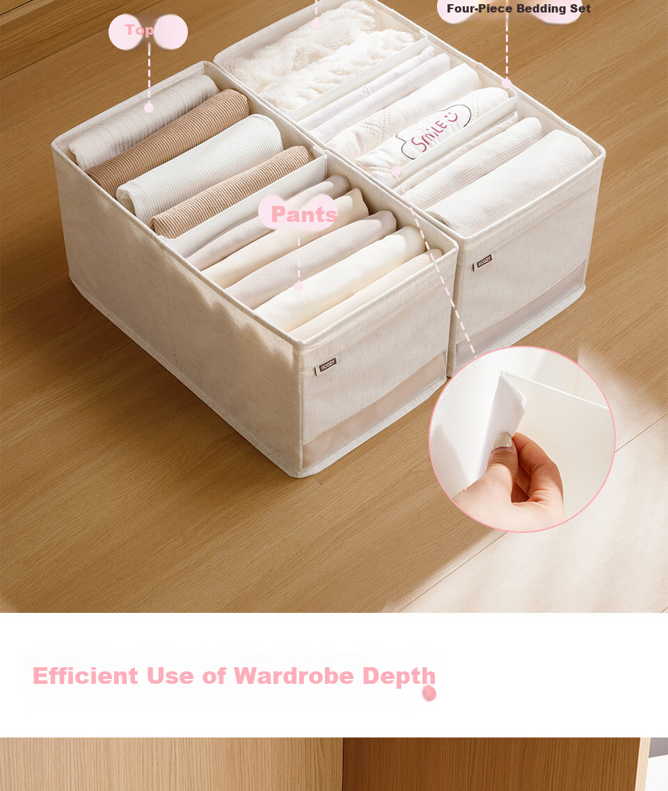 Multi-Compartment Adjustable Drawer Storage Box for Large Capacity Pants and Clothes Organizer 4