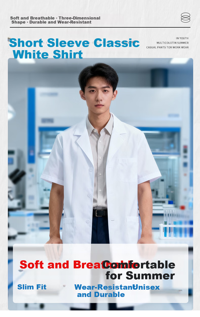 Haosikepu White Lab Coat Laboratory Factory Workwear Workshop Uniform HSKP-BDG Long Sleeve Elastic 3XL/185 3