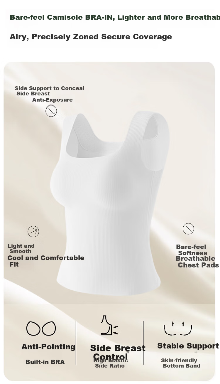 MiiOW Modal Ice Silk Women's Camisole Tank Top with Built-In Bra Pads, Wide Straps, Lingerie Undershirt, Misty Blue, Size M 5