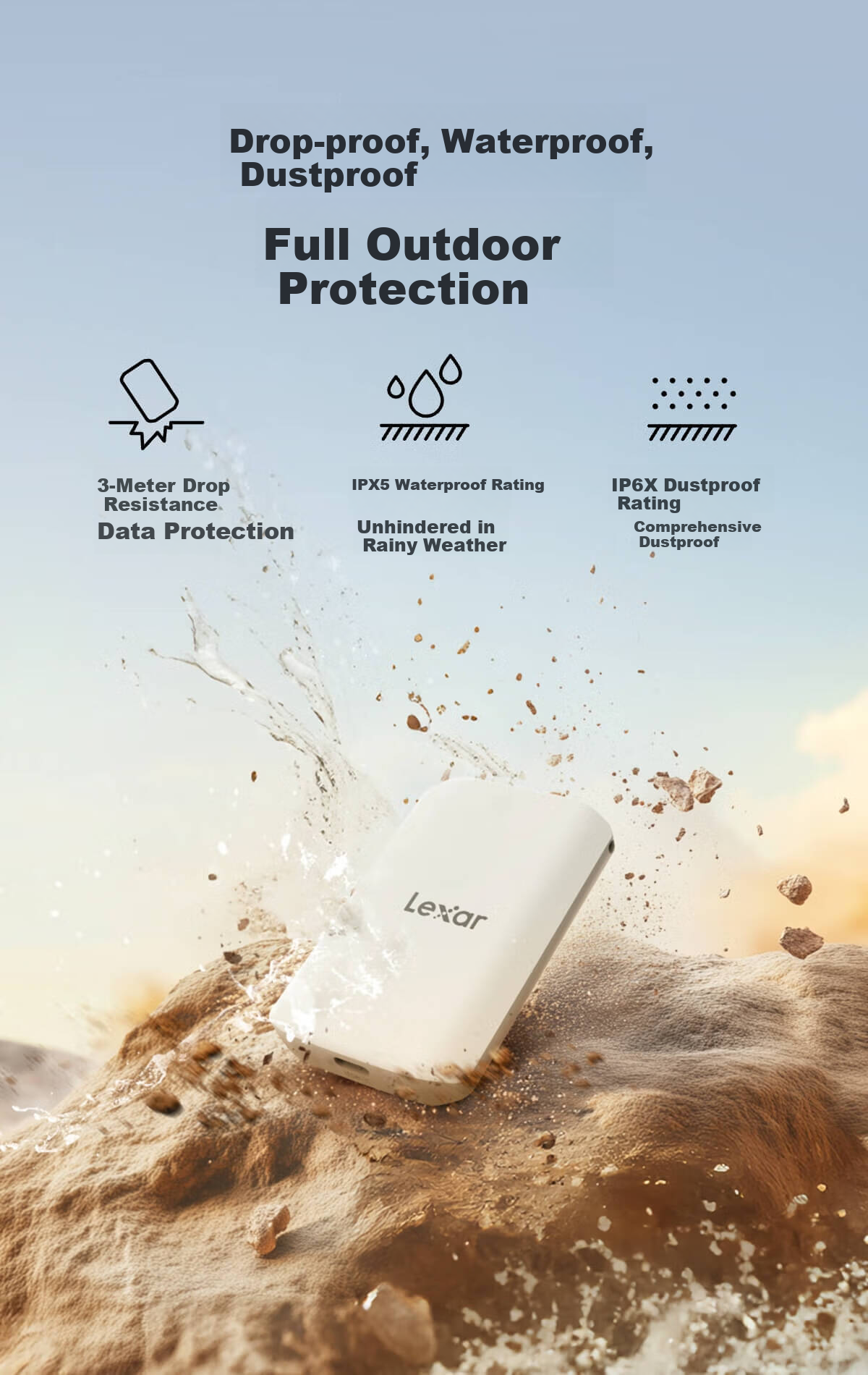 Lexar 4TB Type-C USB 3.2 Portable SSD (PSSD) ES5 2000MB/s Read Speed Magnetic Attachment for Mobile Phones and Laptops Advanced Triple Protection All-Scenario Adaptation 12