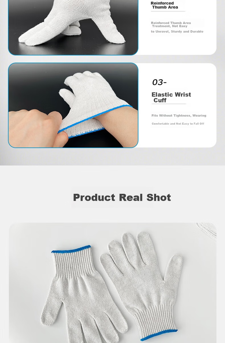 Huixiang JD Industrial Private Brand Cotton Thread Labor Protection Gloves 500g/Pack 600 Pairs Workwear Durable Anti-Slip Construction Work Warm Gloves [Full Weight Guaranteed] 10