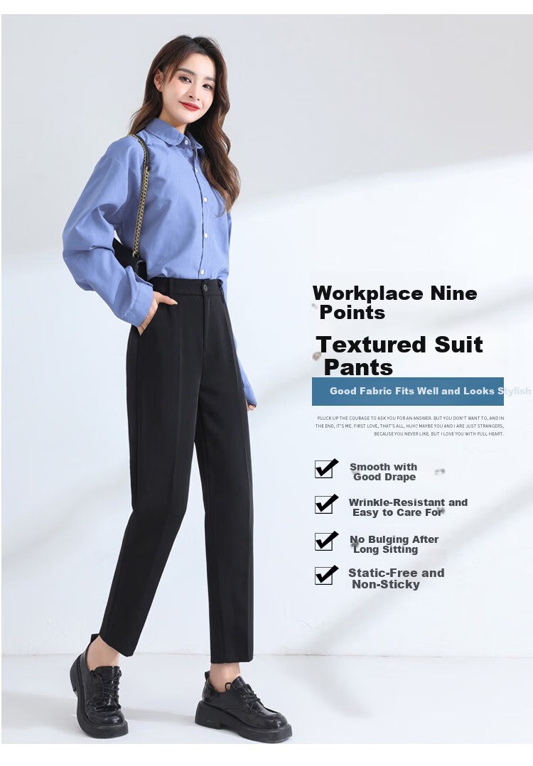 Langsha Women's Black Suit Pants New Small Size Casual Loose Slim Harem Work Office Formal Trousers 1