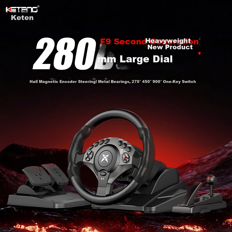 KETENG 900-Degree PC Racing Wheel Simulator for Euro Truck Simulator 2, American Truck Simulator, Forza Horizon 5, Dirt, Assetto Corsa Gaming Simulator