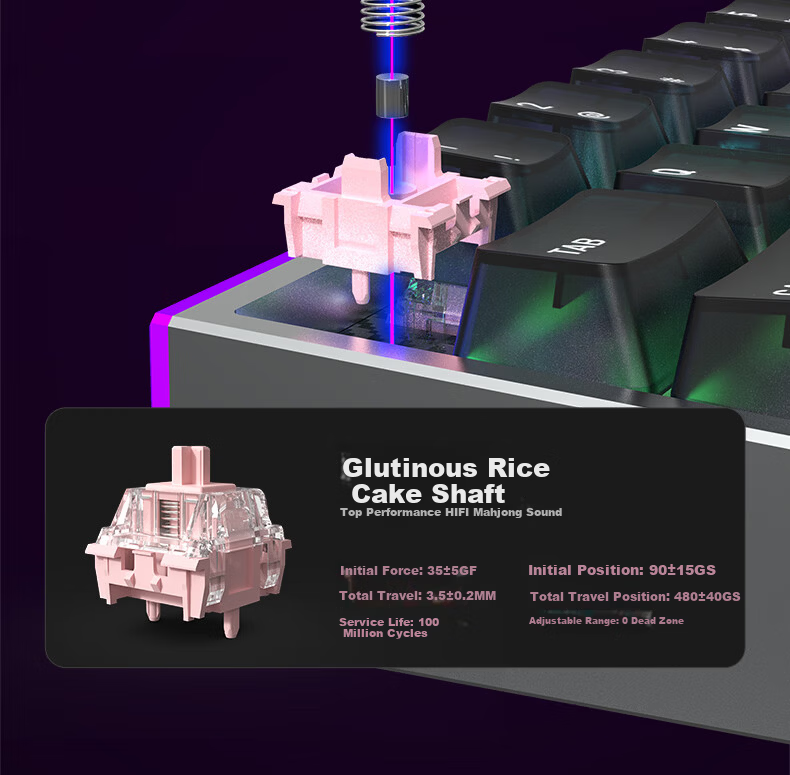 Hyeku MAG68 Magnetic Axis Custom Mechanical Keyboard Wired Hot-Swappable Aluminum Alloy 68-Key Kailh Glutinous Rice Switch Aurora RT Mode 5