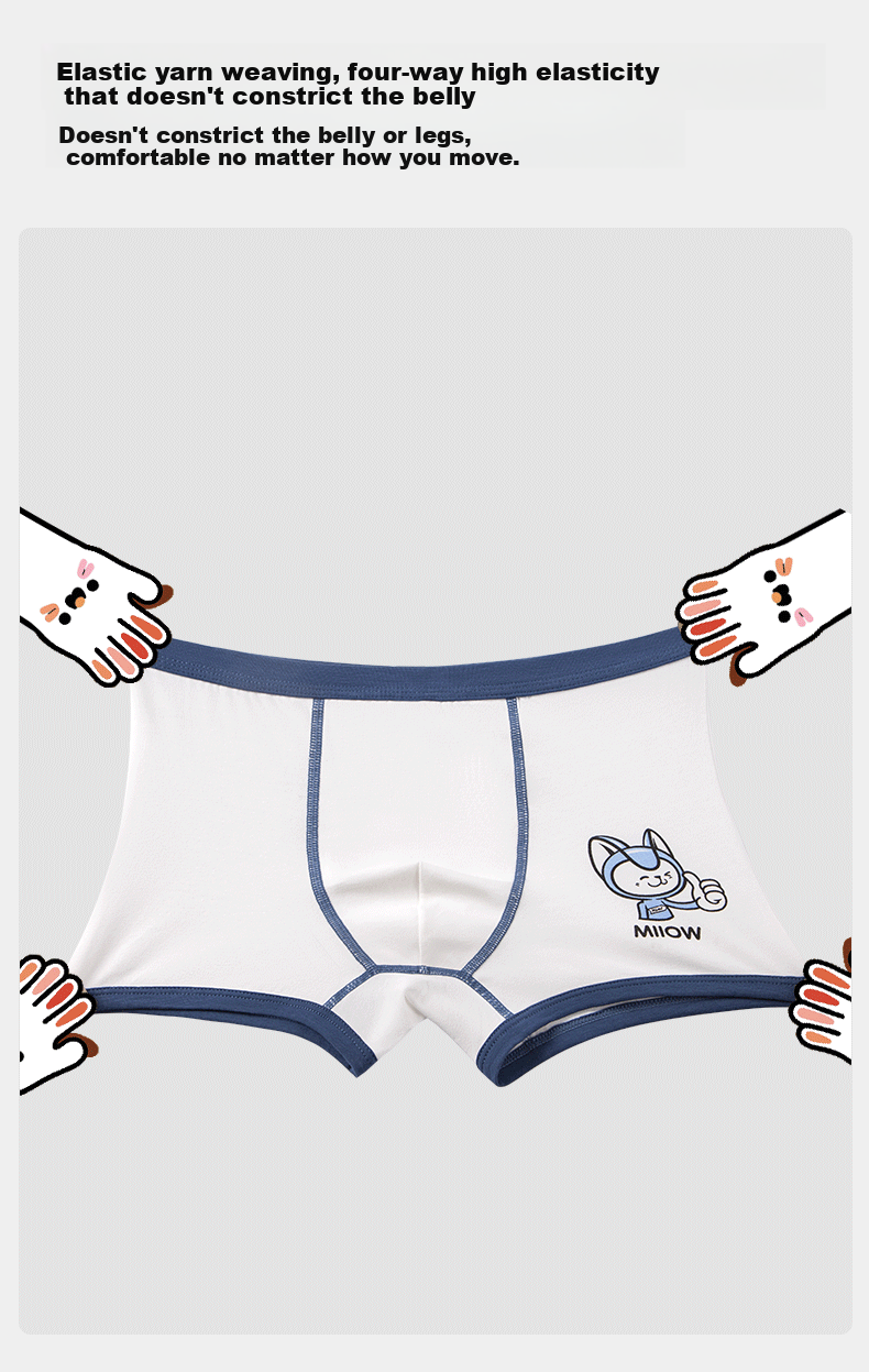 Miiow Children's Cotton Boys' Underwear A-Class 3-12 Years Boys' Boxer Briefs Comfortable No Pinch 6