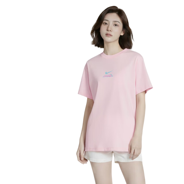 NIKE Spring And Summer Women's Short-Sleeve T-Shirt, Sports Casual, Oversize Loose Fit HM4625-663 Pink S