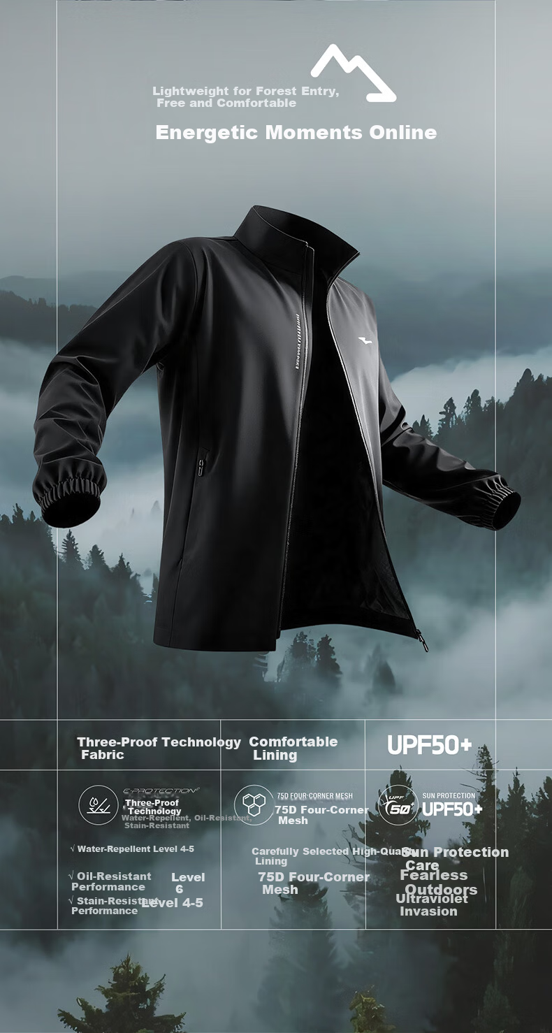 ERKE Men's 3-in-1 Sports Windbreaker 2026 New Stand Collar Zip-up Jacket Water-Repellent Running Coat 3