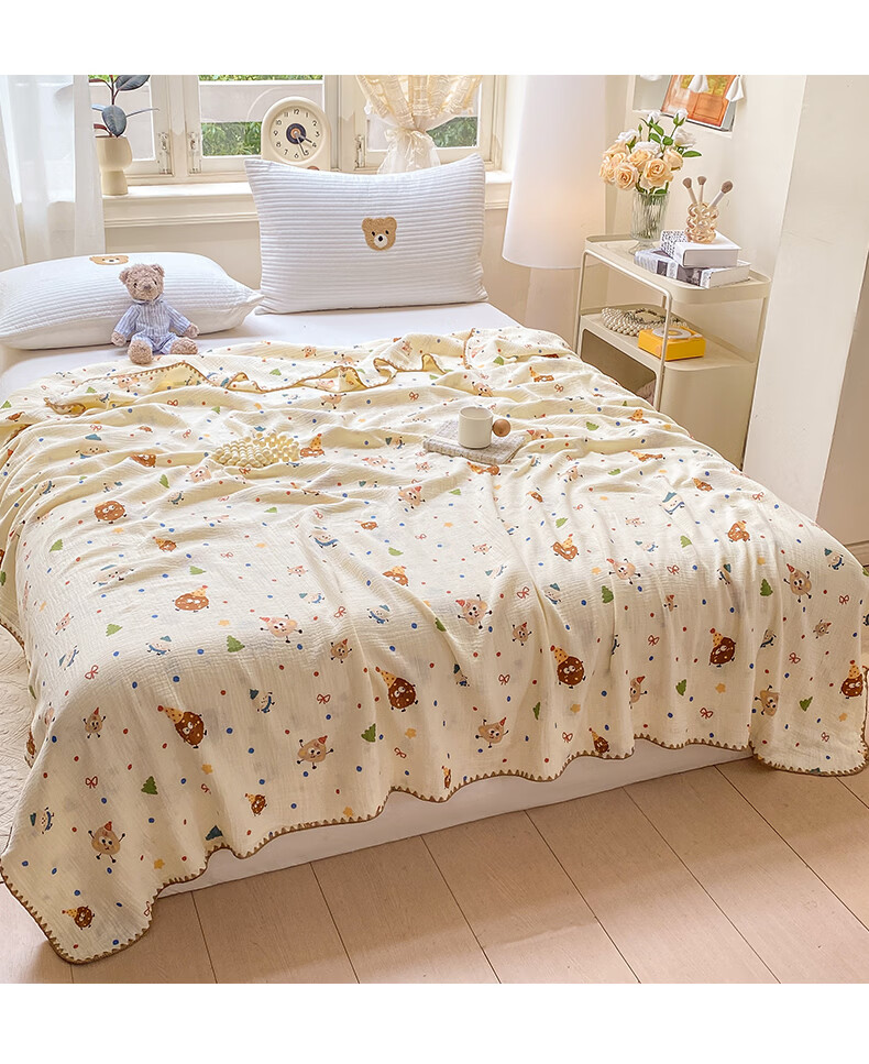 MUJI A-Class Baby Grade 100% Cotton Four-Layer Gauze Blanket Sofa Knitted Throw Nap Blanket Cover Blanket 150*210cm 9