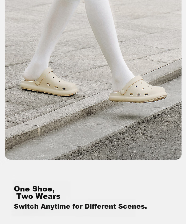 Puxi Xiaokuiyang Women's Hollow Sandals New Beach Two-Wear Thick Sole Closed-Toe Summer Half Slippers 8