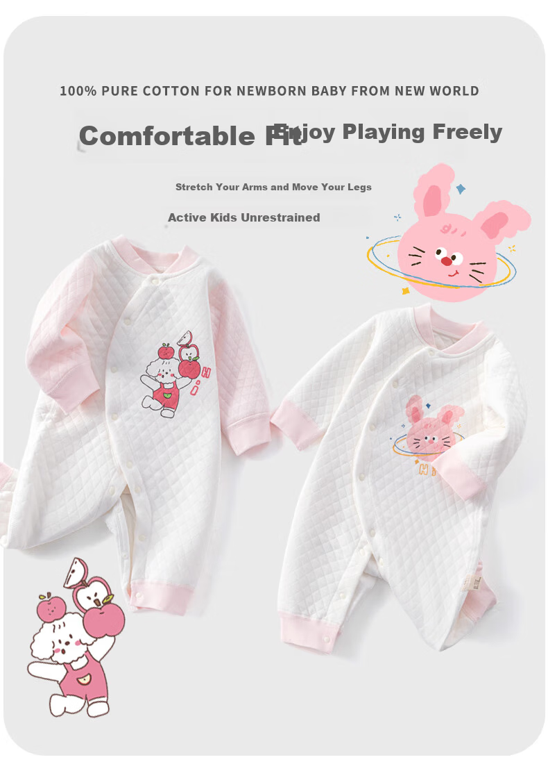 Banjvall Baby Spring Autumn Cotton-Padded Romper Warm Jumpsuit Pajamas Size 66 8