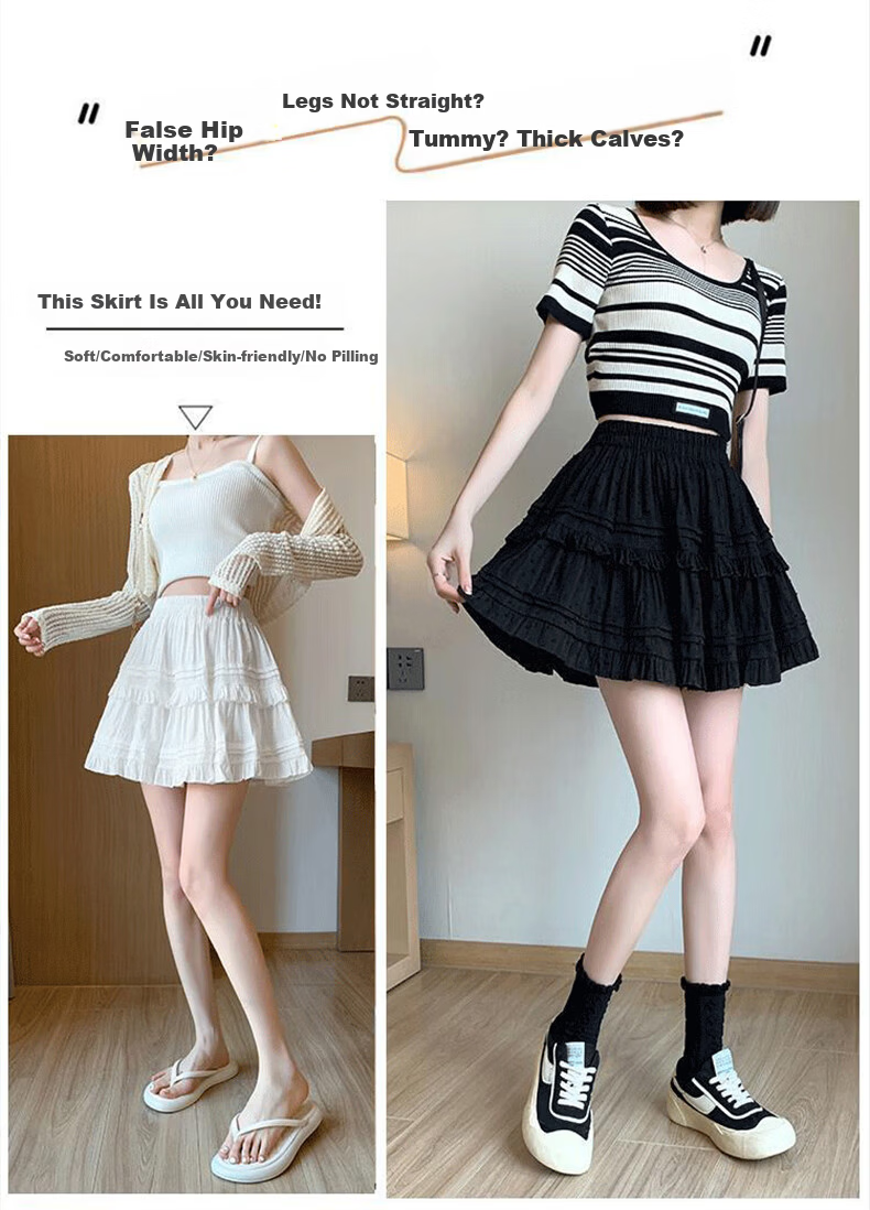 Langsha Lace Cake Skirt Women's 2026 New Ballet Style A-Line High Waist Sweet Puffy Mini Skirt 3