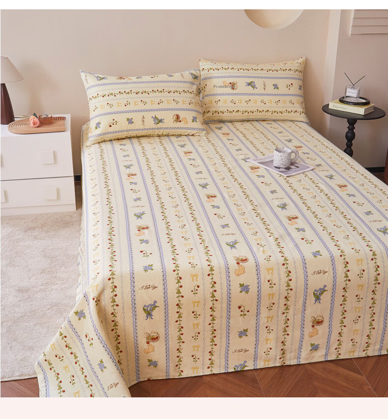 Hongdou Rustic Fabric Bed Sheet Single Piece Quilt Cover Double/Single Bed Sheet Four Seasons Skin-Friendly Bedding Bedspread 150*230cm Cat Paw 11