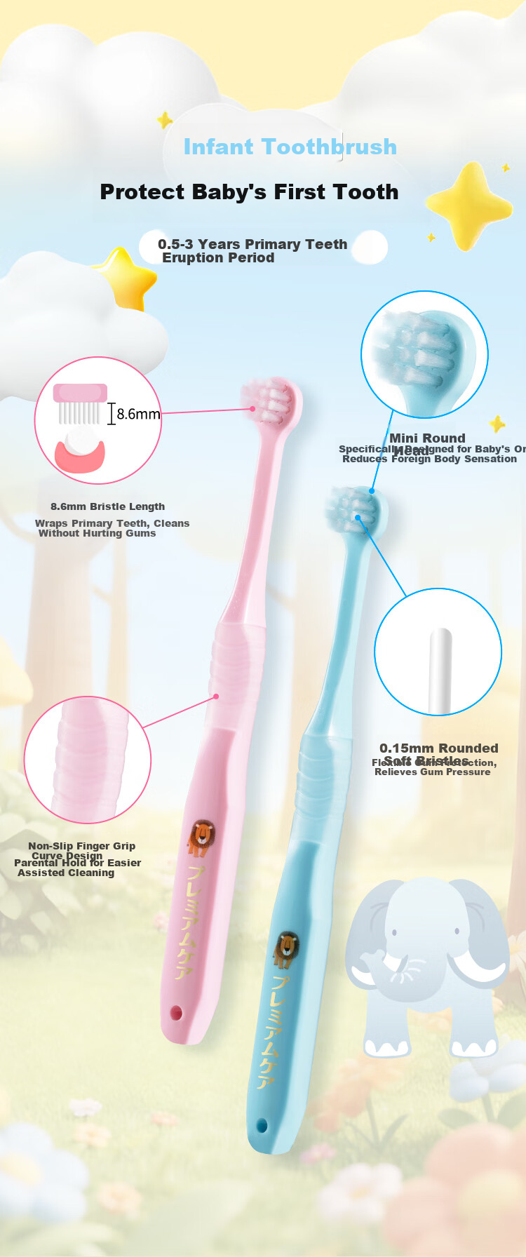 EBISU 6+ Soft Bristle Toothbrush Children's Customized Rounded Soft Bristles Age-Specific Dental Care Oral Cleaning 3-Pack 7