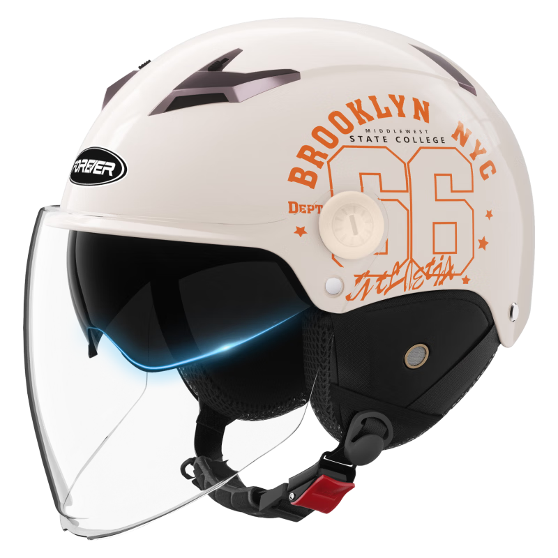 FOREVER Helmet, Electric Bicycle Summer Wear for Men And Women, Battery Motorcycle Riding, 3C Certified, New National Standard A-Class Half Helmet, All-Season Universal Safety Helmet, 013 Detachable Ear Protection, Long Visor, Khaki White