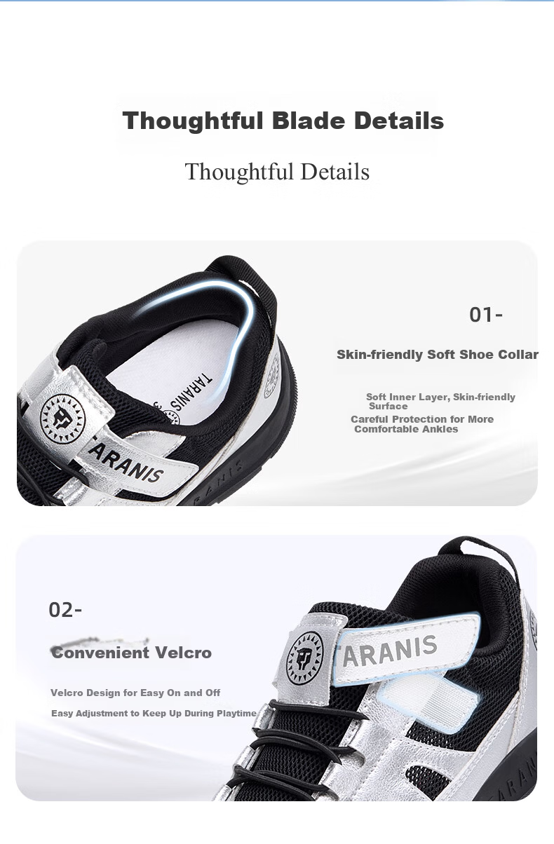 TARANIS Kids Spring Non-Slip Boys Sports Shoes Durable Girls Outdoor Hiking Shoes White/Black Size 29 5