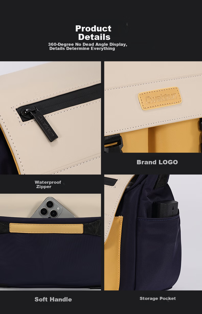 CWATCUN Kaden Single Shoulder Camera Bag Waterproof Outdoor Travel Crossbody Storage Digital Camera Accessory Bag 12