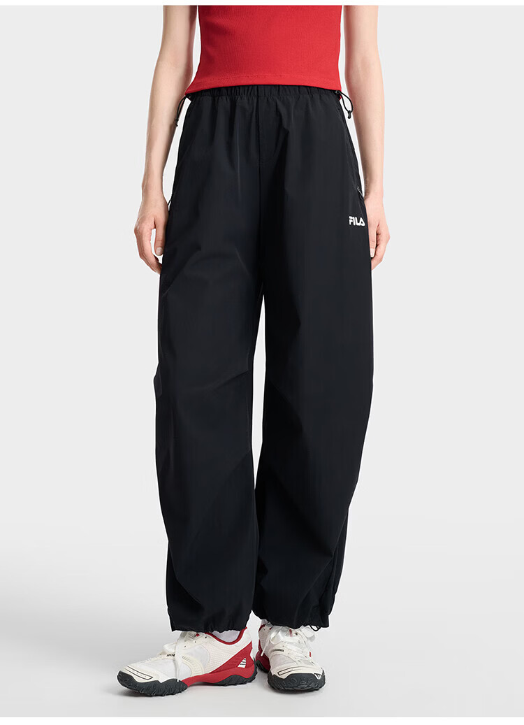 FILA Women's Woven Long Pants 2026 Summer Casual Loose Cool Sun-Protective Straight-Leg Trousers [Han So-hee Style] 36