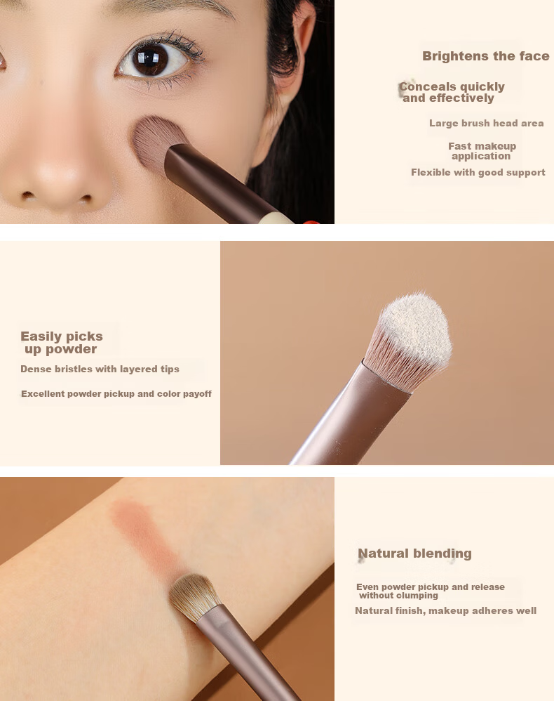 MSQ 12-Piece Mocha Makeup Brush Set - Loose Powder Brush, Blush Brush, Foundation Brush, Concealer Brush, Highlighter Brush, Eyeshadow Brush Beauty Tools 10