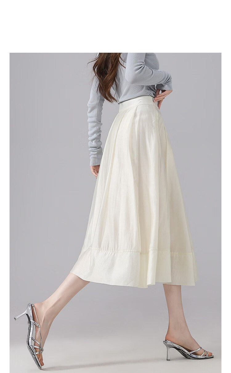 Demana [Lycra Breath Poem] Summer Light Breeze Double-Layer Spliced Flowing Slimming A-Line Mid-Length Skirt for Women 11