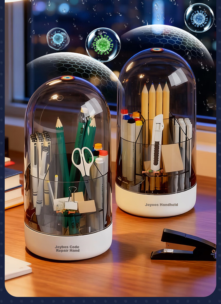 Jiabangshu Rotating Pencil Holder Large Capacity Student Pencil Marker Stationery Storage Box Desktop Transparent Organizer No Lid 9