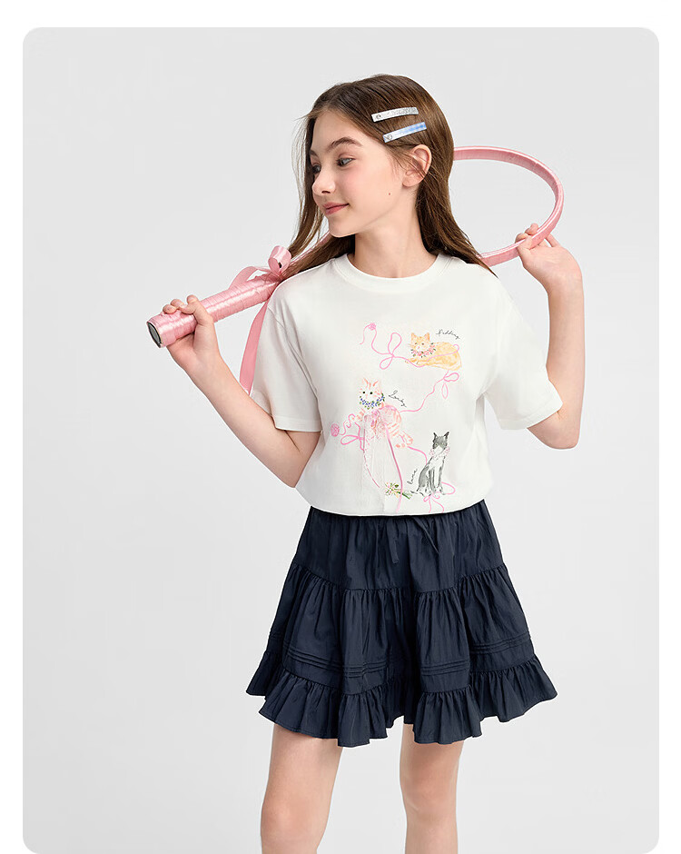 Balabala Kids Skirt Girls 2026 Summer Sweet Bowknot Short Skirt for Toddlers and Older Girls 18
