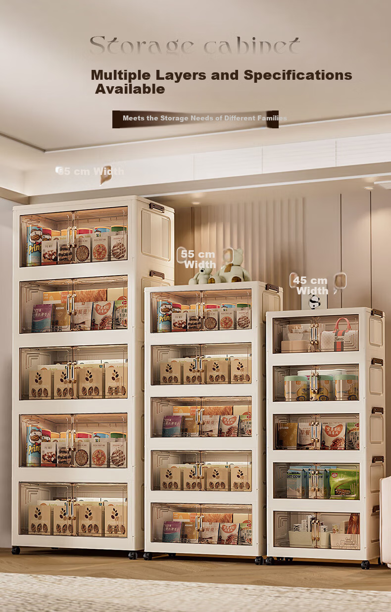 Quanpinwu Storage Cabinet Wardrobe Storage Cabinet No Assembly Snacks Toys Organizer Kitchen Thickened Foldable Mobile Multi-layer 5