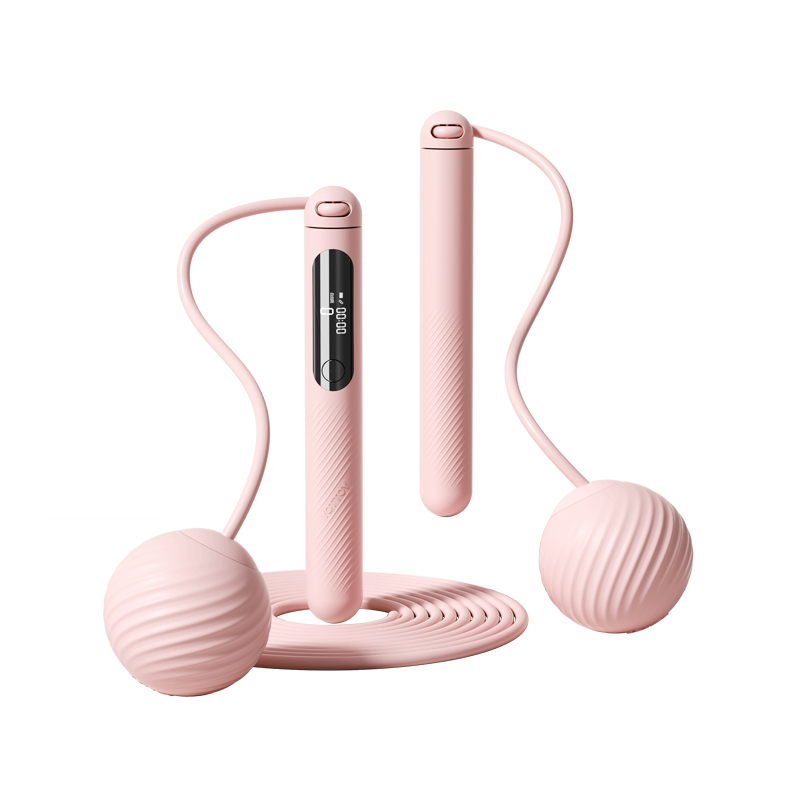 Yottoy Smart Counting Jump Rope for Adults Fitness Training Children Middle School Exam Jump Rope, Cordless + Corded Large Ball/Rose Pink