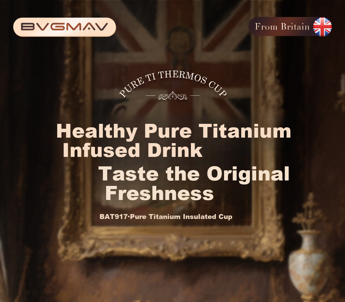BVGMAV Pure Titanium Insulated Large Capacity Tea Steeping Cup Magnetic Double Lid Titanium Tea Cup Outdoor Antibacterial Titanium Water Bottle 820ml 2