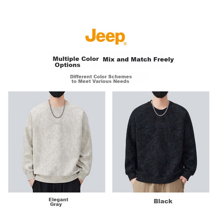 JEEP Men's Tie-Dye Long Sleeve T-Shirt Sweatshirt Loose Fit Base Shirt Gray 3XL Spring Autumn 7