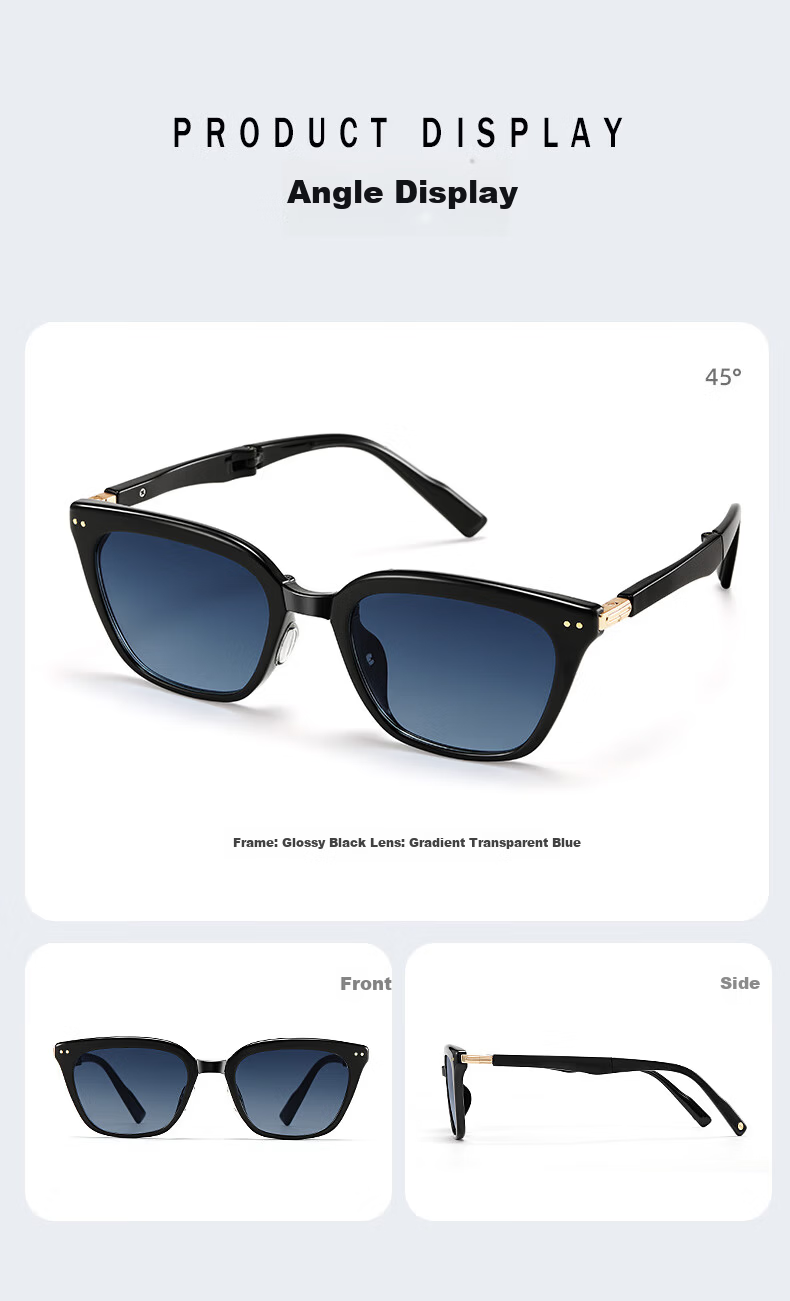 GOGOSOON New Small Frame Cat Eye Sunglasses Women Vintage High-End UV Protection Fashion Polarized Foldable Sunglasses Men 4