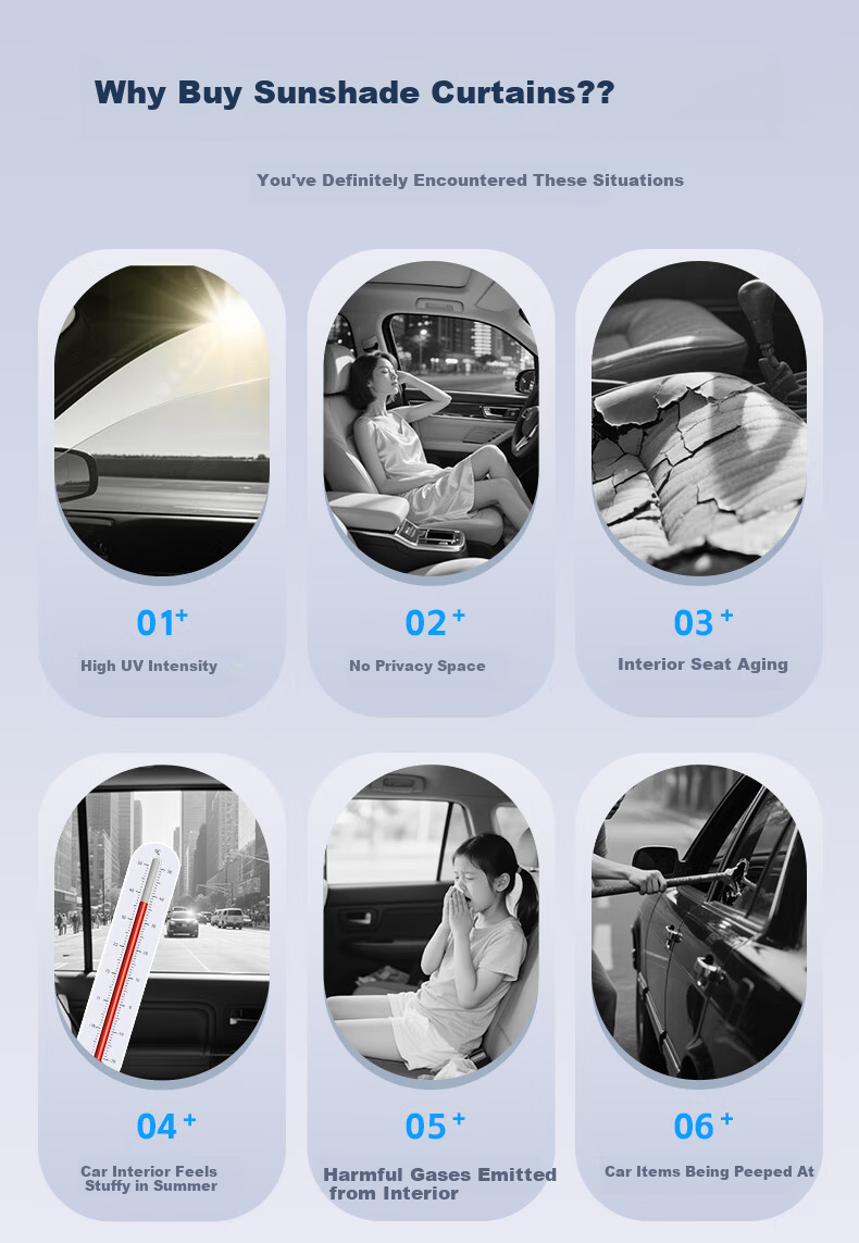 TOKUSET Car Window Curtain Sunshade Track-Type Vehicle Privacy Curtain Magnetic Sliding Rail Car Interior Sun Protection 2