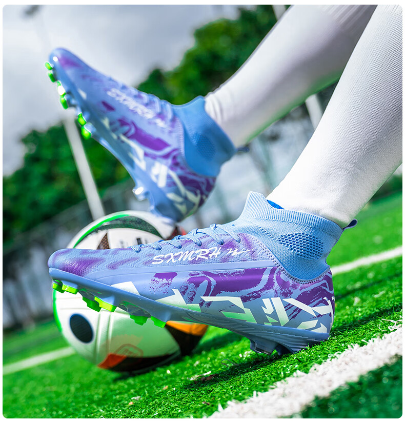 Shuangxing Men's FG Soccer Shoes Long Studs Adult Youth Kids Professional Training Cleats White Size 37 14
