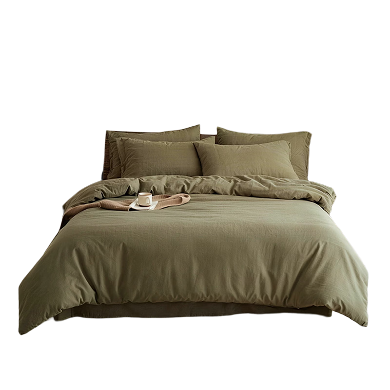 MUJI × JDear JD.com Collaboration Ma Shang Series Natural Cotton Linen Four-Piece Set Class A Antibacterial Sheet Quilt Cover 220*240cm 1.8m Bed Matcha Green