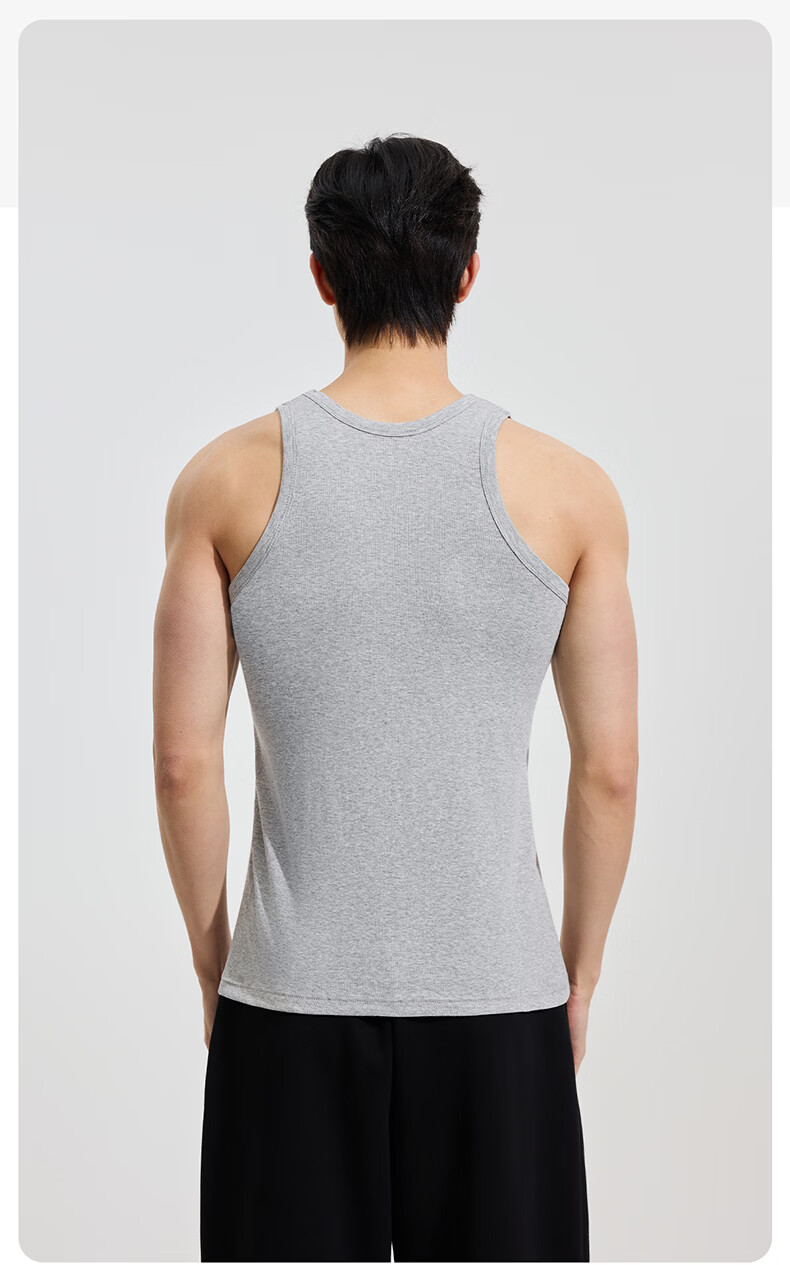 Yiershuang Men's 100% Cotton 10A Antibacterial Summer Seamless Moisture-Wicking Sleeveless T-Shirt Sports High Elastic Base Layer Vest 18