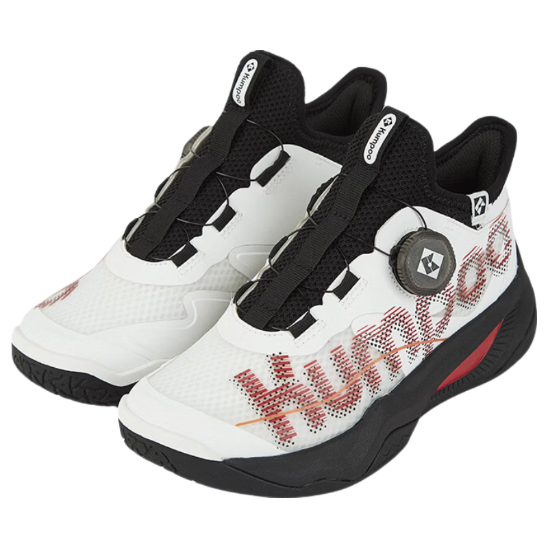 KUMPOO 26th Anniversary New Kids' Breathable Shock-Absorbing Anti-Twist Badminton Shoes KH-JG826S White/Red/Black Size 32