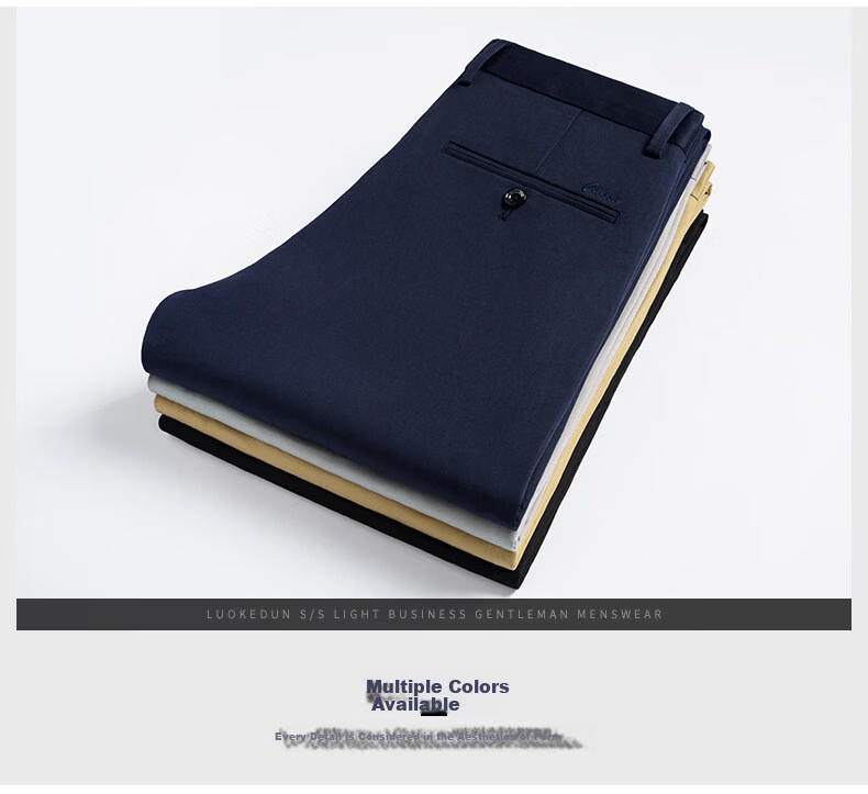 Romon High-End Men's Casual Pants Spring Autumn Loose Straight Business Trousers Middle-Aged Long Pants Royal Blue 28 17