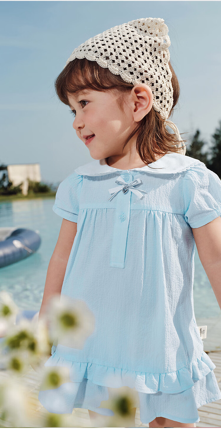 Balabala Baby Dress Children's Dress 2026 New Summer Girls Baby Artistic College Style Cute Doll Collar 7
