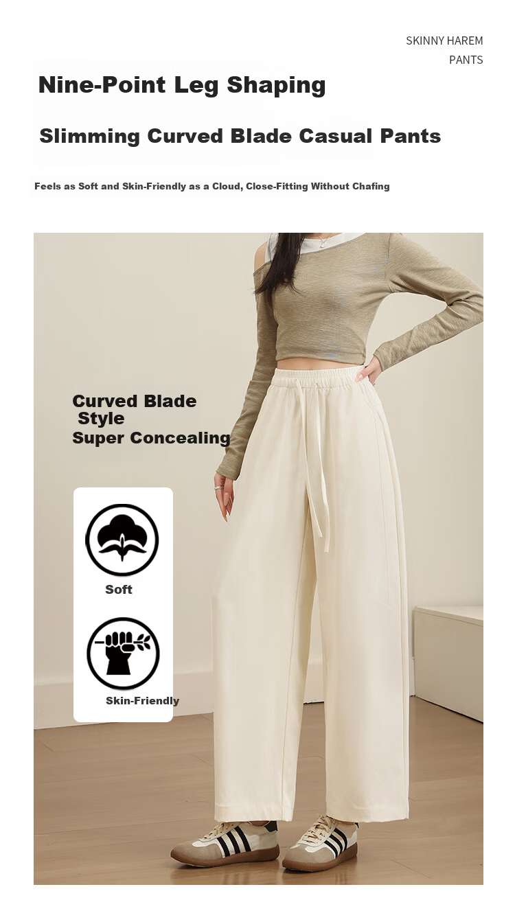 Free Style Women's 9/10 Length Wide-Leg Pants Summer Thin High Waist Draped Curved Hem Carrot Harem Casual Trousers 2026 New Arrival 1
