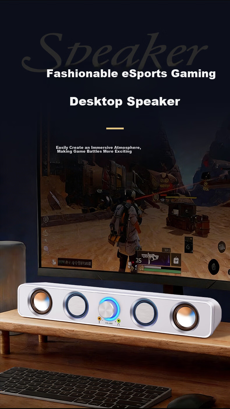 SADA V16 Wired 2.0 Desktop Computer Speaker with Microphone, Home Indoor Bass Active Soundbar for Laptop 2